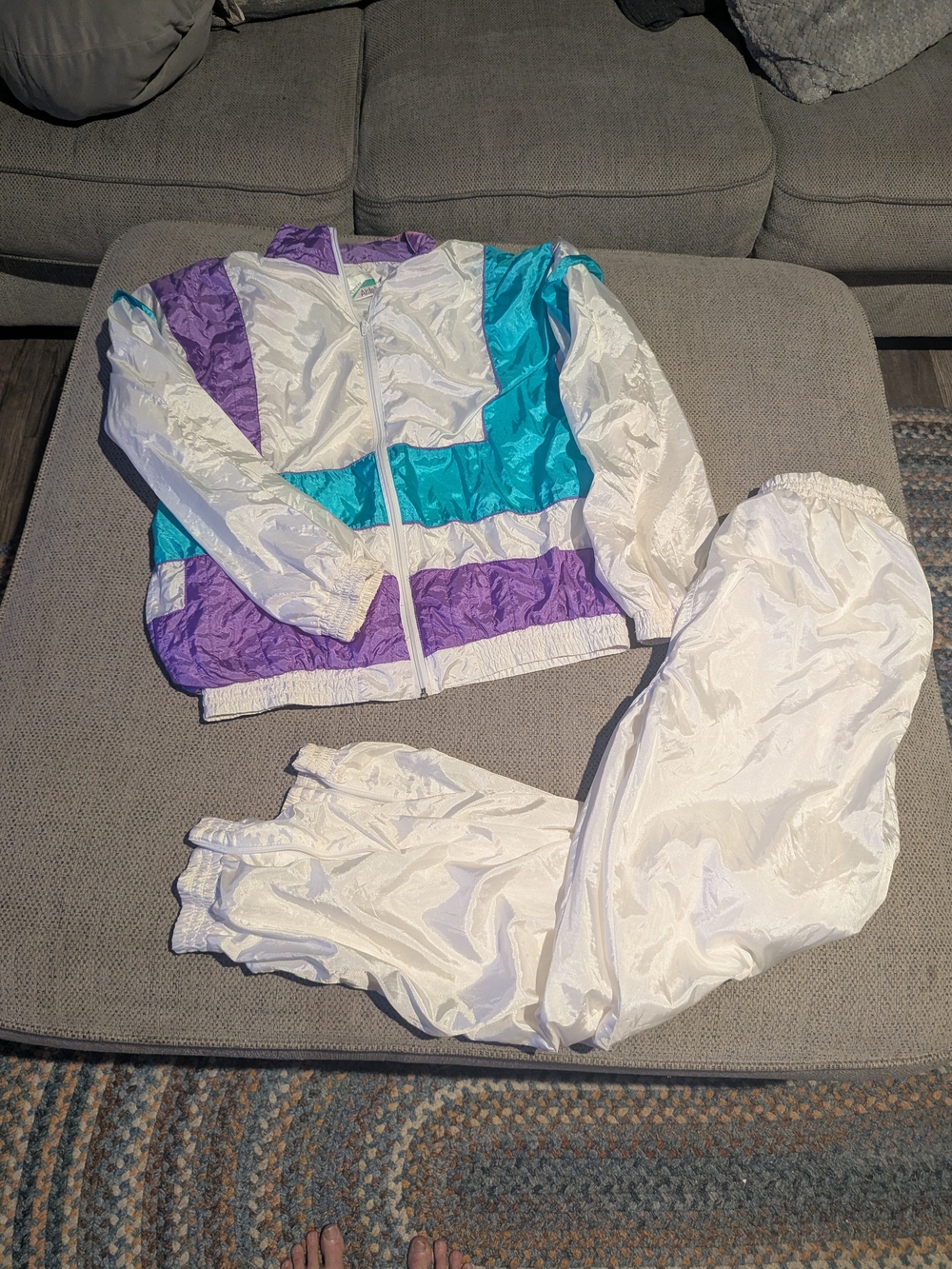 Vintage Center Aisle 80s 90s Colorblock Windbreaker Tracksuit Set Large